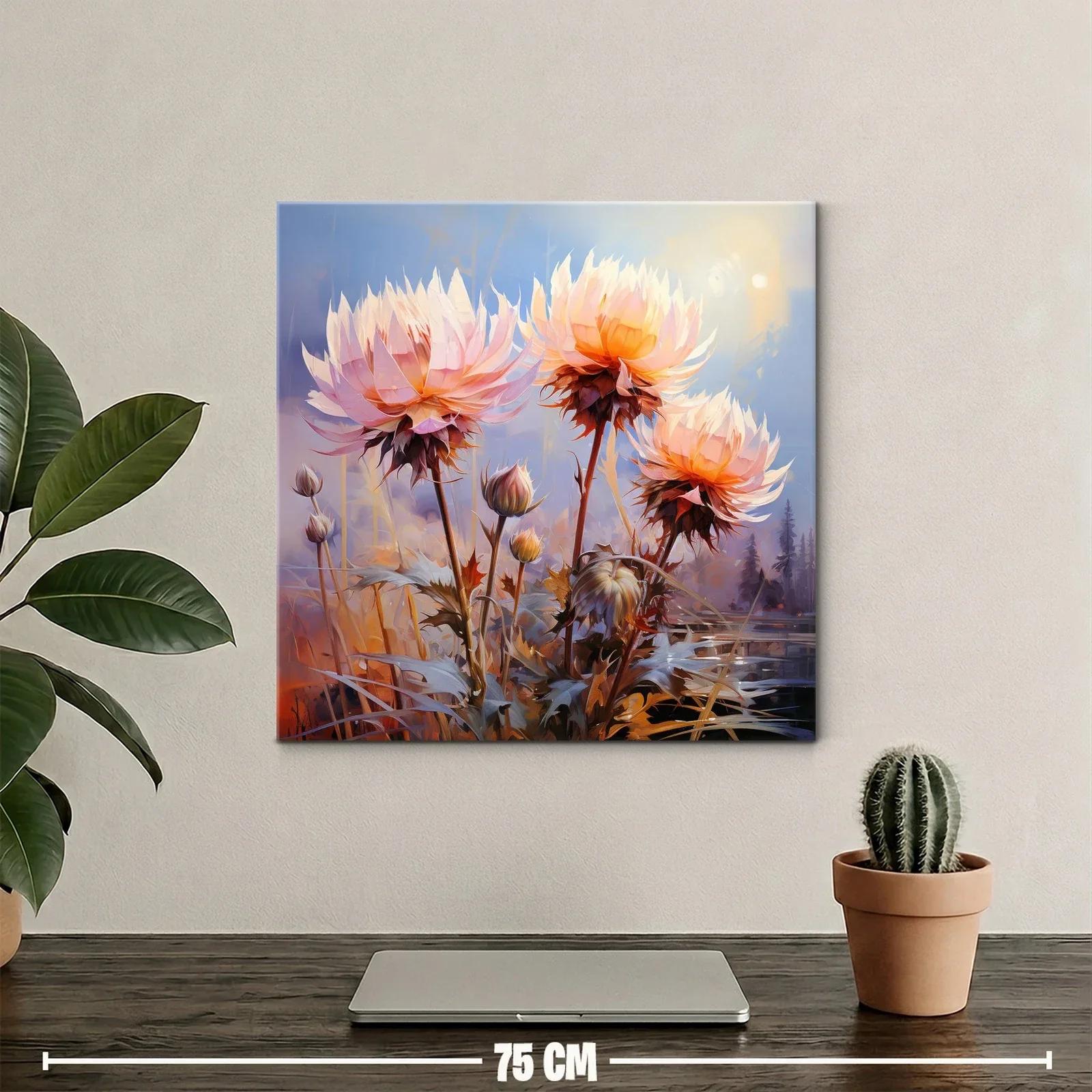 Flores luminosas en amanecer sereno con tonos cálidos — miniatura 2