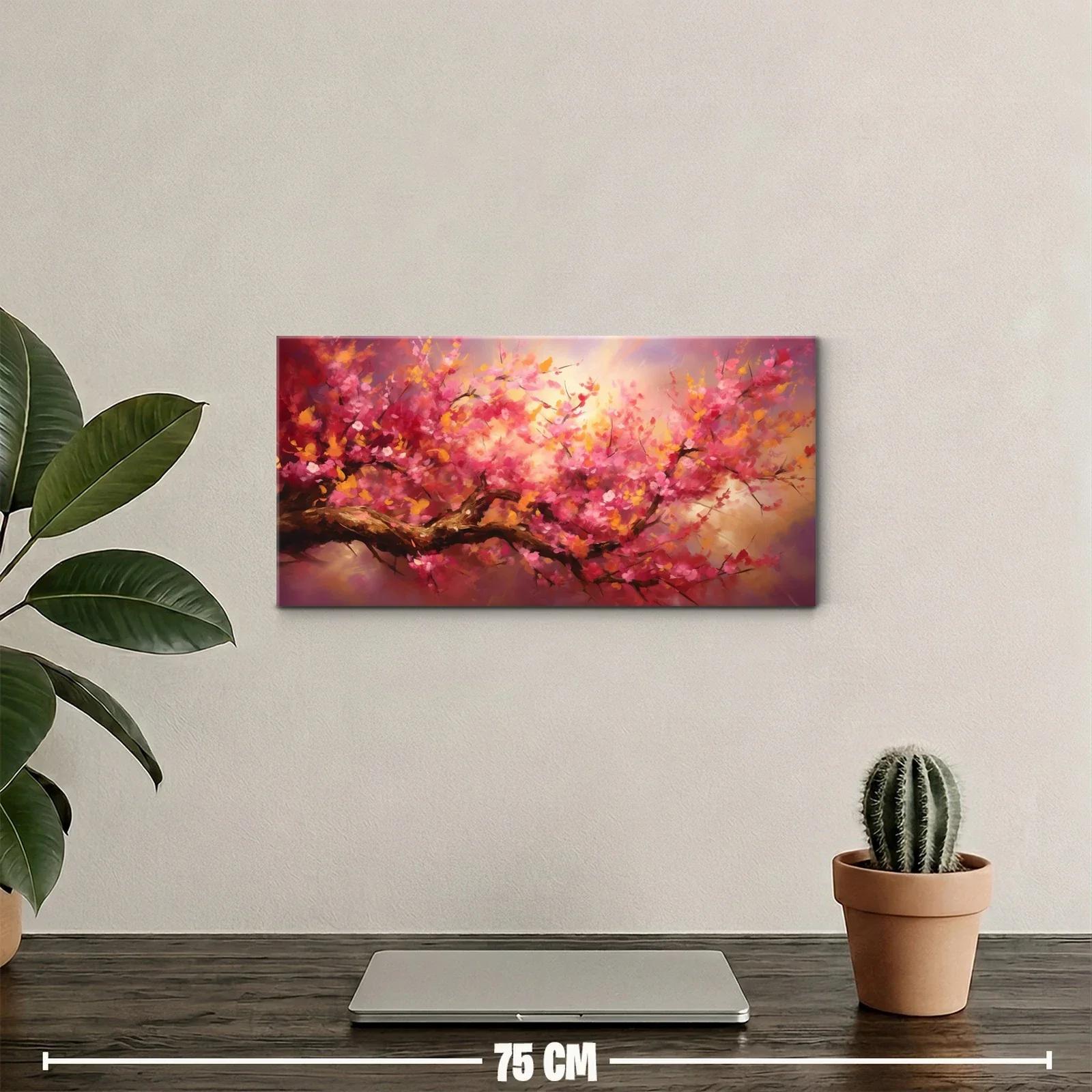 Cuadro rama de cerezo en flor con luz cálida — miniatura 2