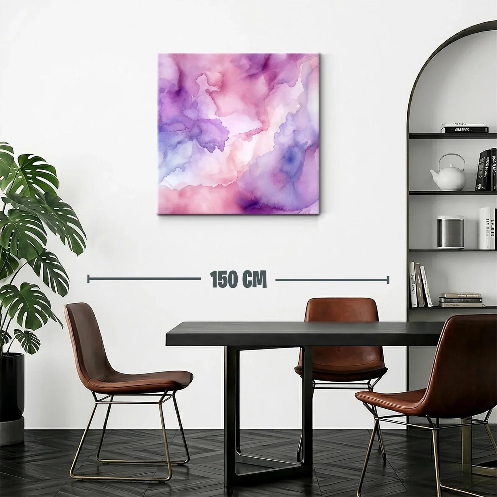 Cuadro abstracto en tonos suaves de morado y rosa — miniatura 2