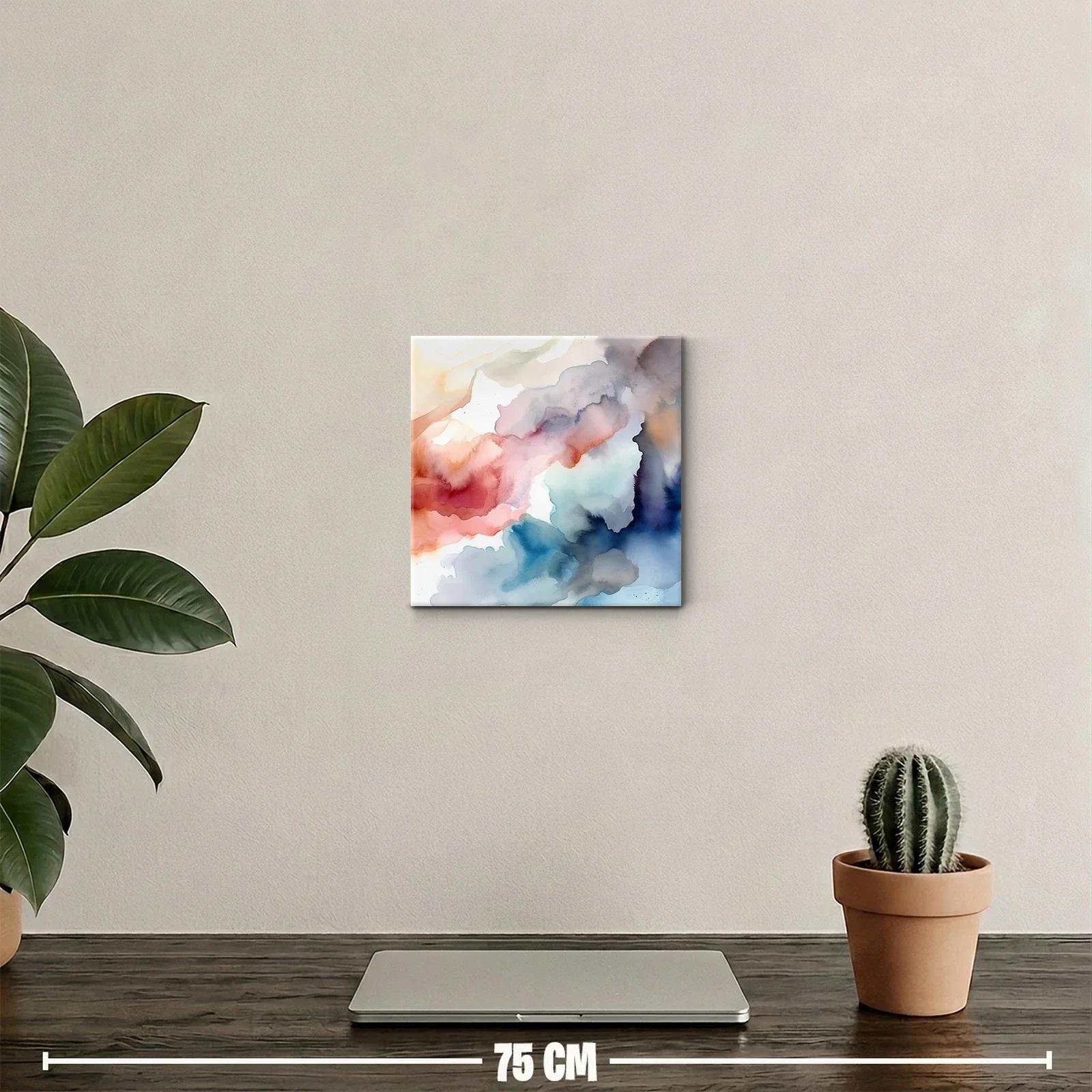 Cuadro abstracto en tonos cálidos y fríos para ambientes modernos — miniatura 2
