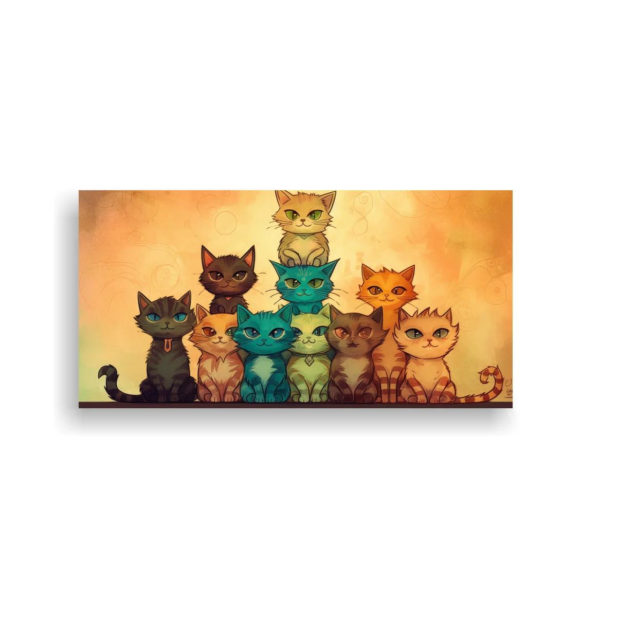Cuadro grupo de gatos en forma piramidal — imagen principal