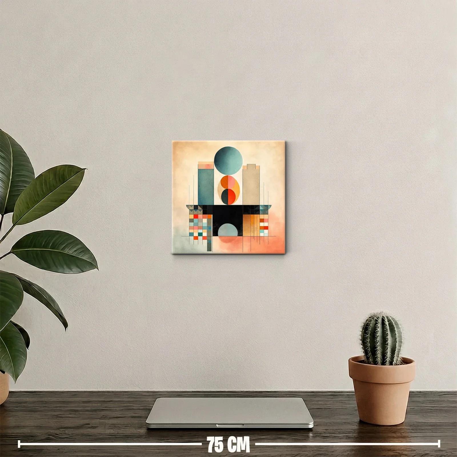 Cuadro artístico con formas geométricas y paleta cálida — miniatura 2