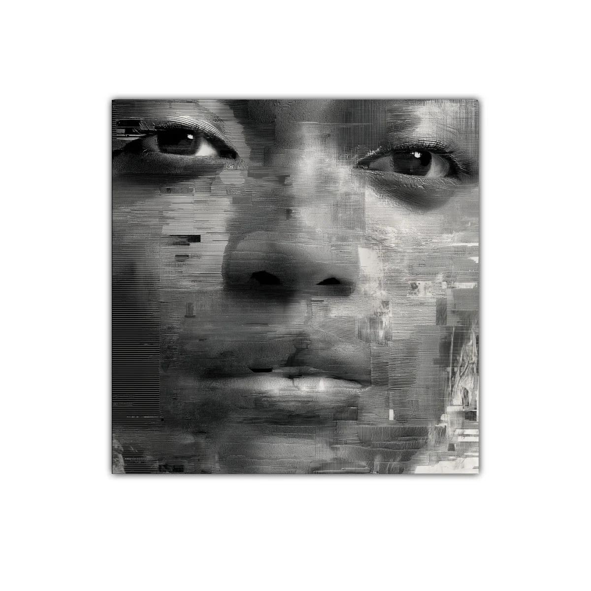 Retrato abstracto en tonos grises para espacios contemporáneos — imagen principal