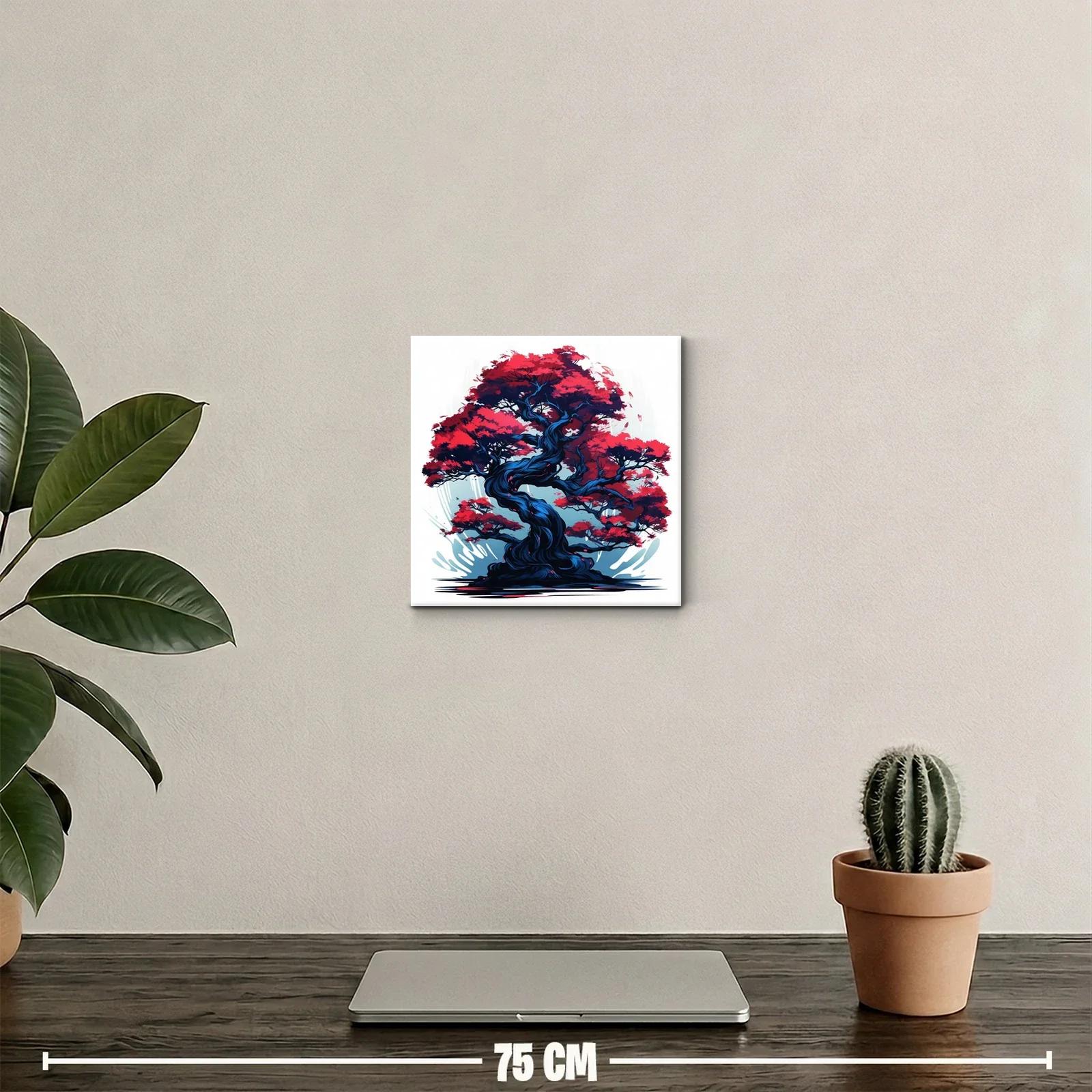 Árbol elegante con follaje rojo vibrante y tronco azul oscuro — miniatura 2