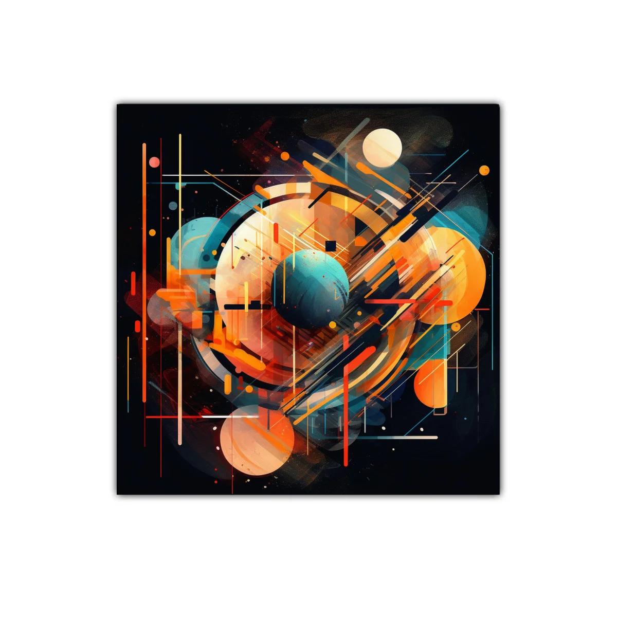 Composición abstracta geométrica con esferas y líneas dinámicas — imagen principal