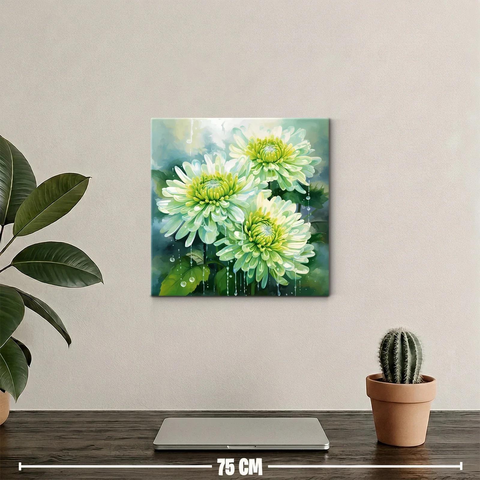 Cuadro con flores verdes y gotas de agua delicadas — miniatura 2