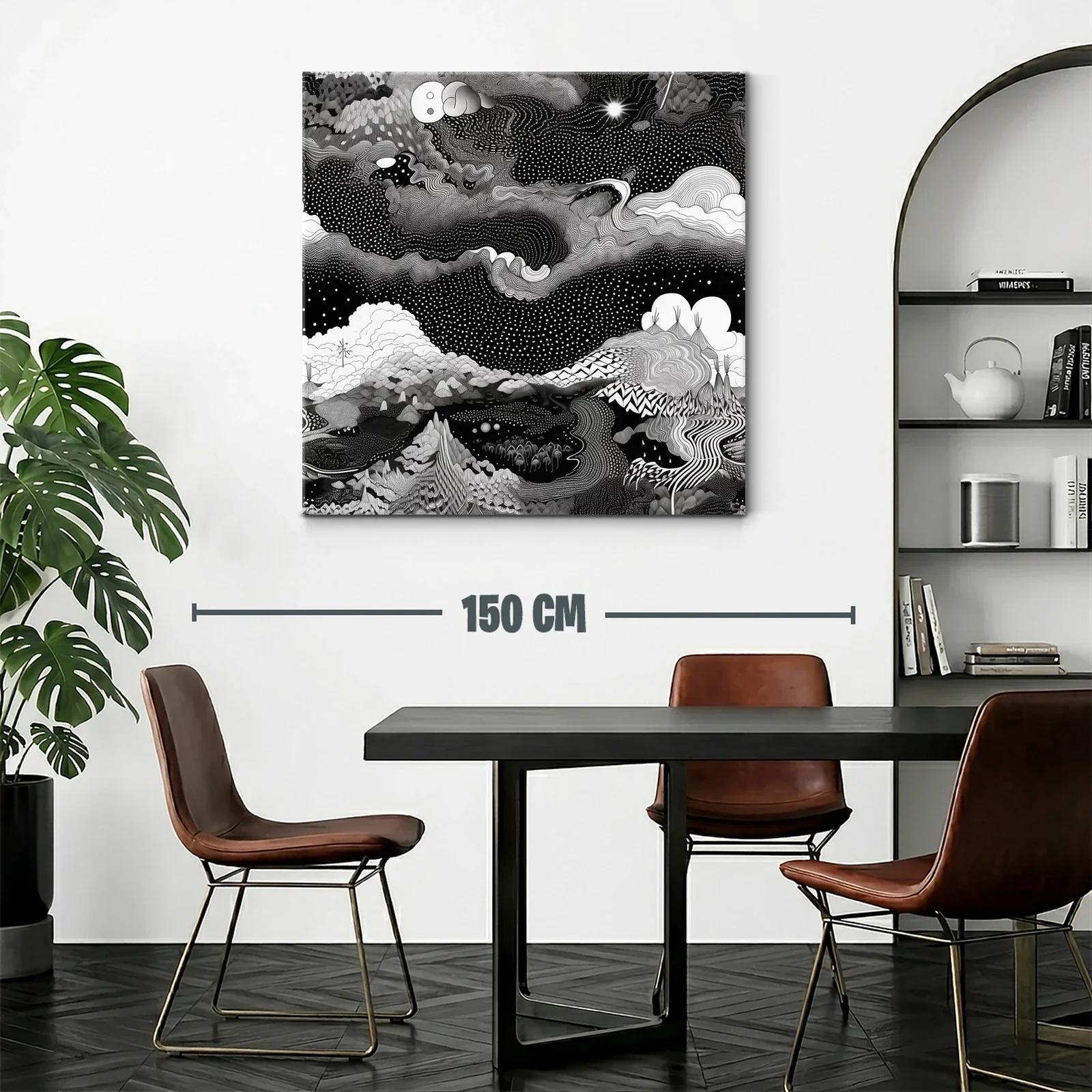 Paisaje cósmico abstracto en blanco y negro impactante — miniatura 2