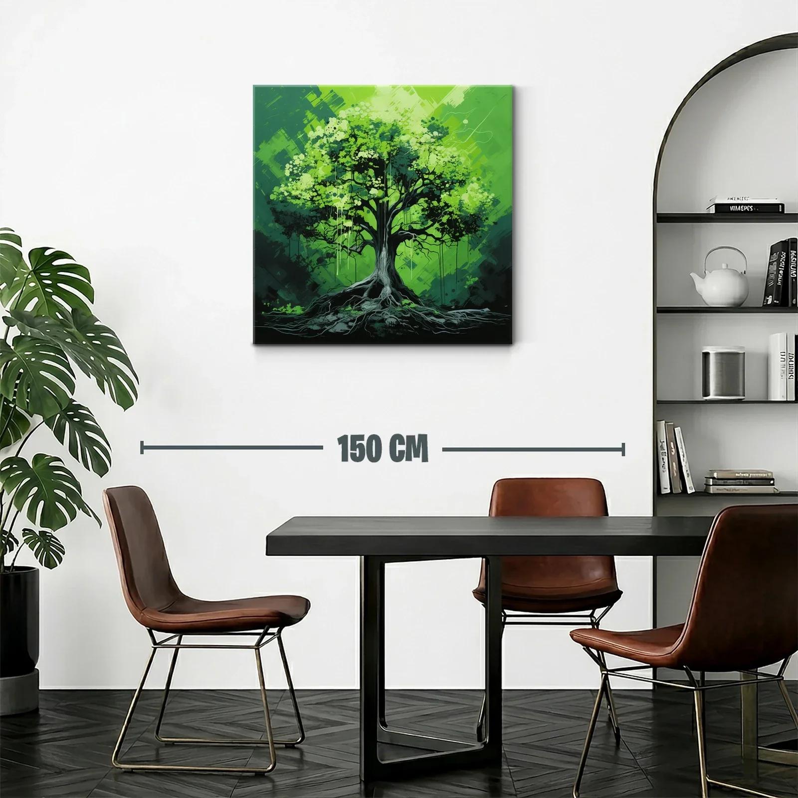 Cuadro árbol verde con raíces y copa frondosa — miniatura 2