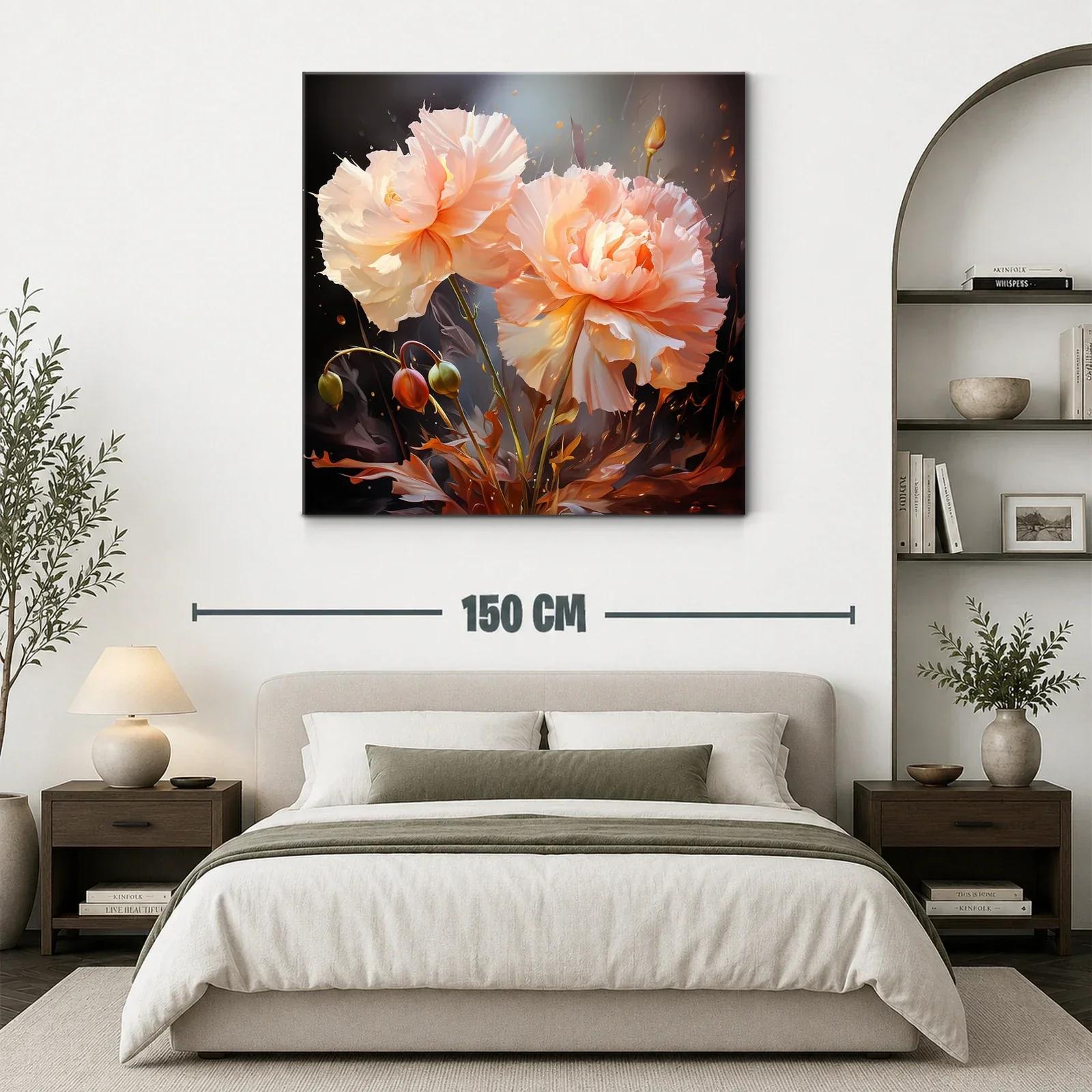 Cuadro floral con peonías delicadas y tonos cálidos — miniatura 3