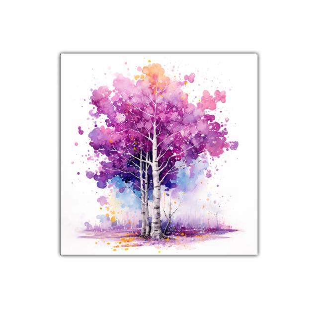 Cuadro decorativo de árbol en tonos púrpura y rosa