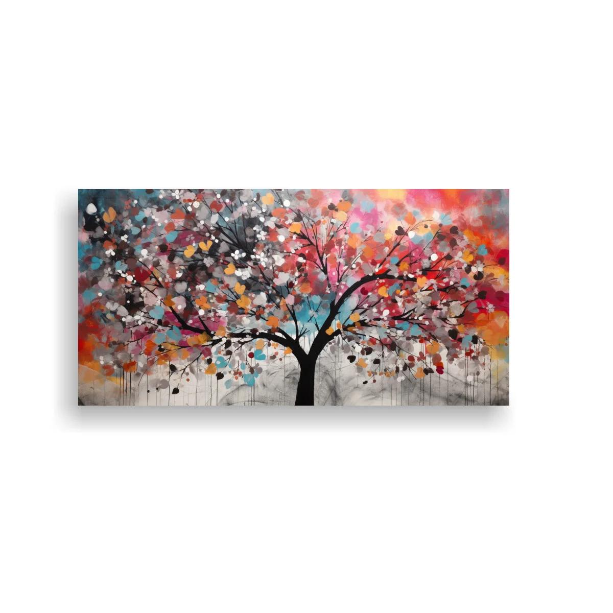 Cuadro árbol en flor de copa amplia
