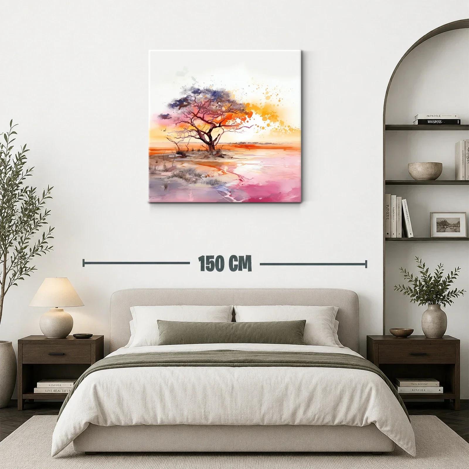 Atardecer vibrante con árbol en paisaje sereno — miniatura 3