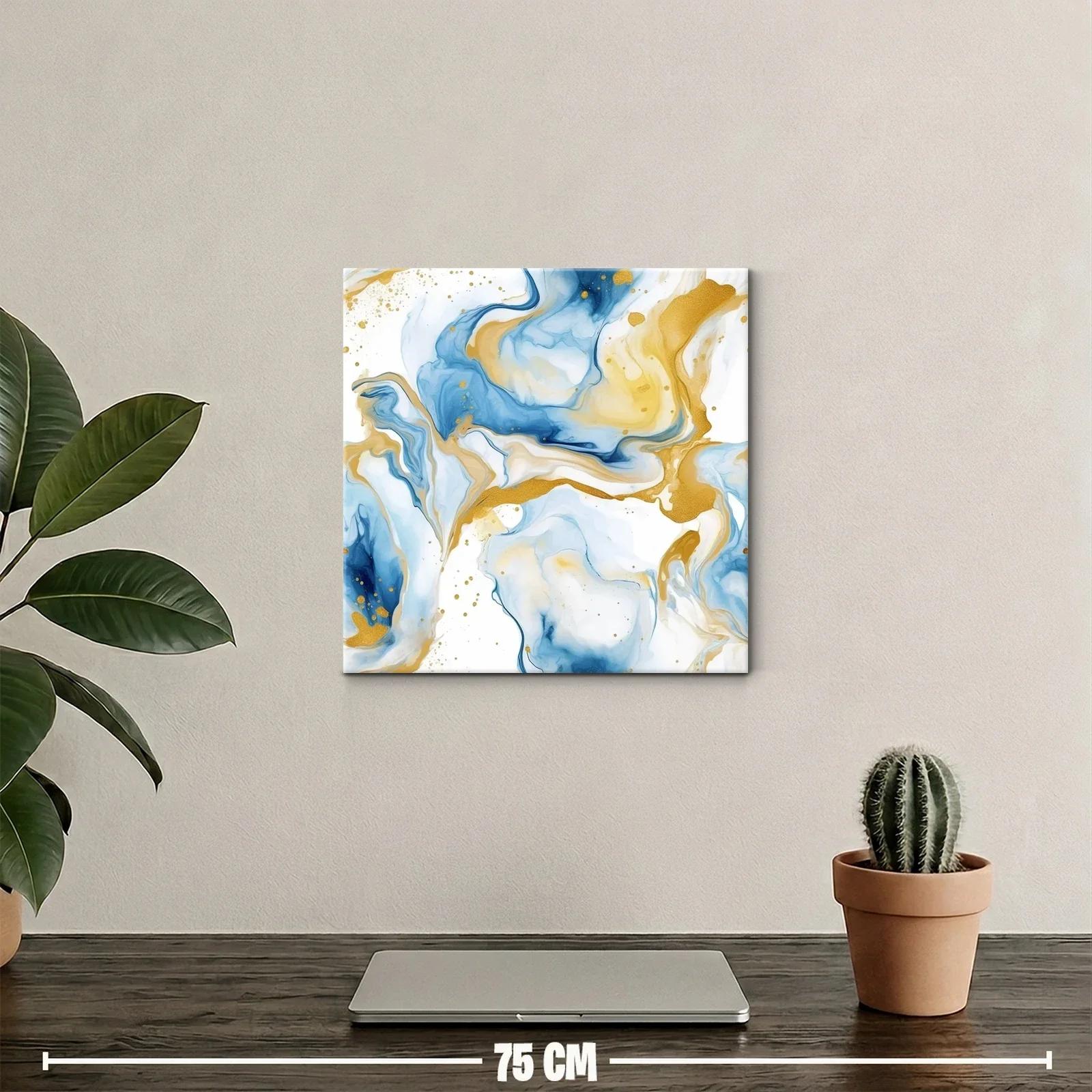 Composición abstracta en tonos azules y dorados — miniatura 2