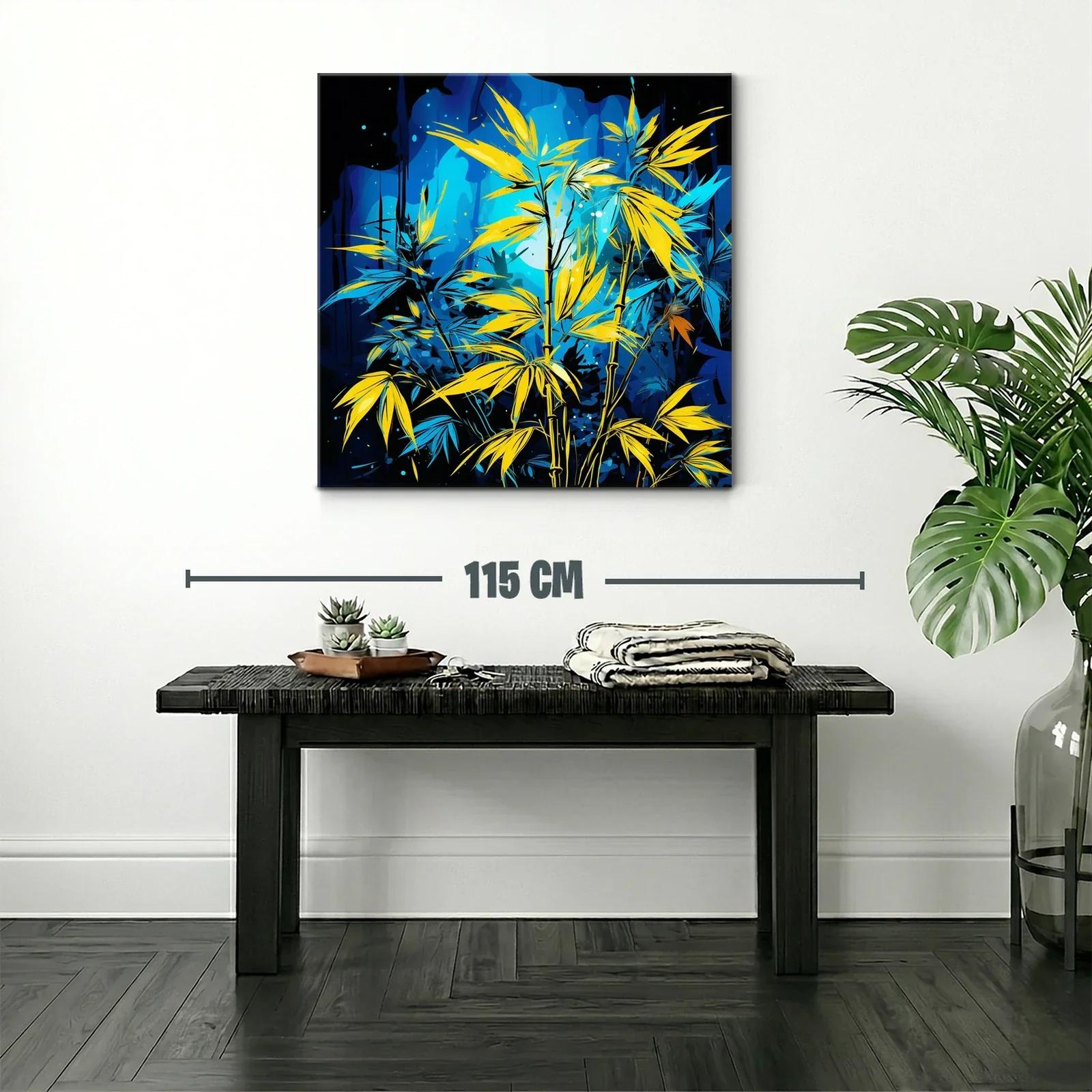 Bambú vibrante con contrastes azul y amarillo intenso — miniatura 2