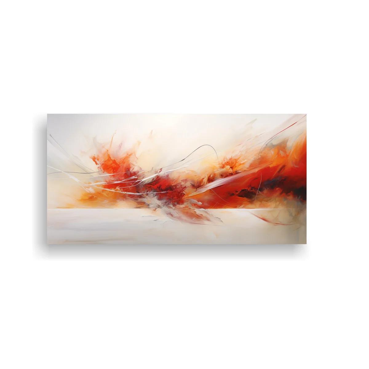 Cuadro abstracción en rojo y naranja con gestos lineales