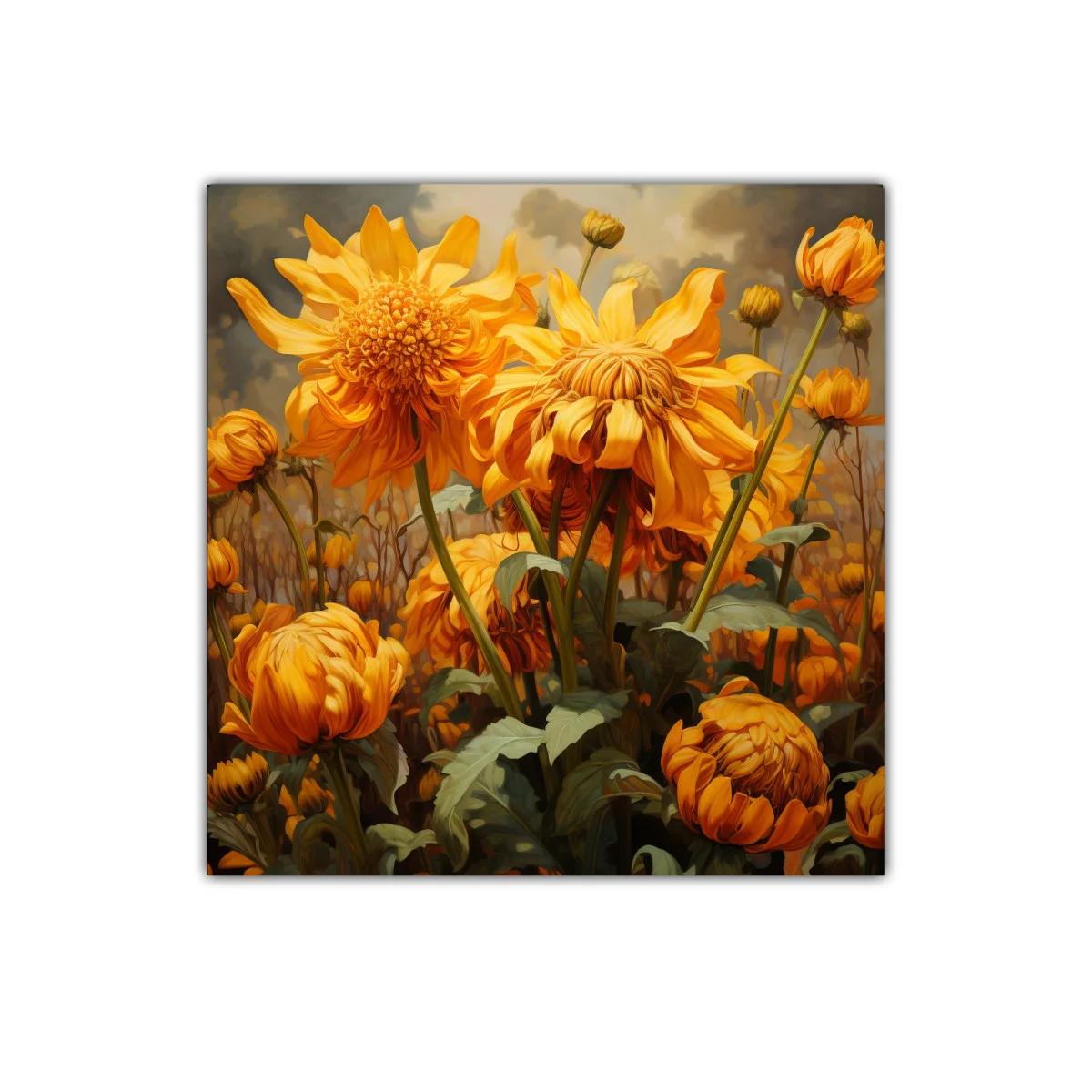 Cuadro de flores amarillas vibrantes para decorar paredes