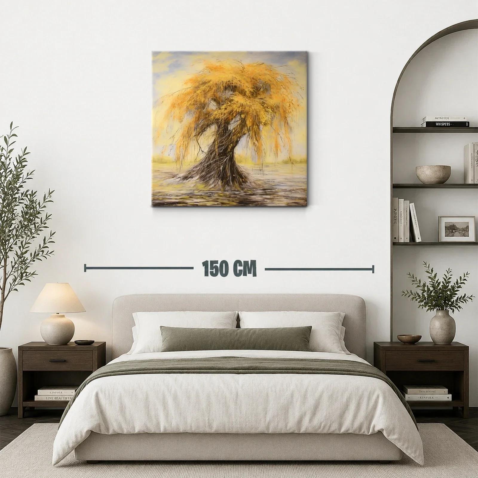 Cuadro árbol otoñal con ramas doradas y fondo suave — miniatura 3