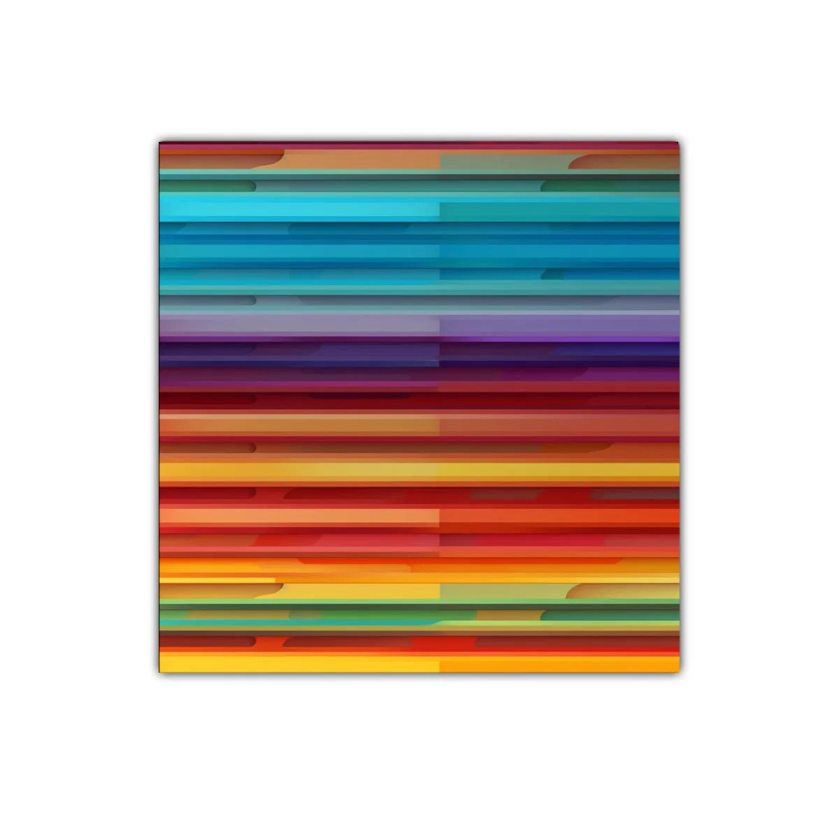 Cuadro abstracto con líneas horizontales multicolor vibrante — imagen principal