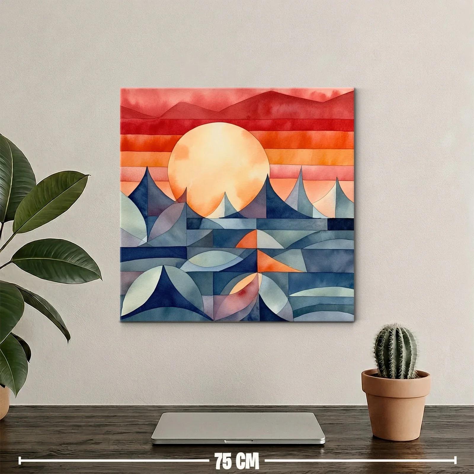 Atardecer geométrico con tonos cálidos y azules profundos — miniatura 2