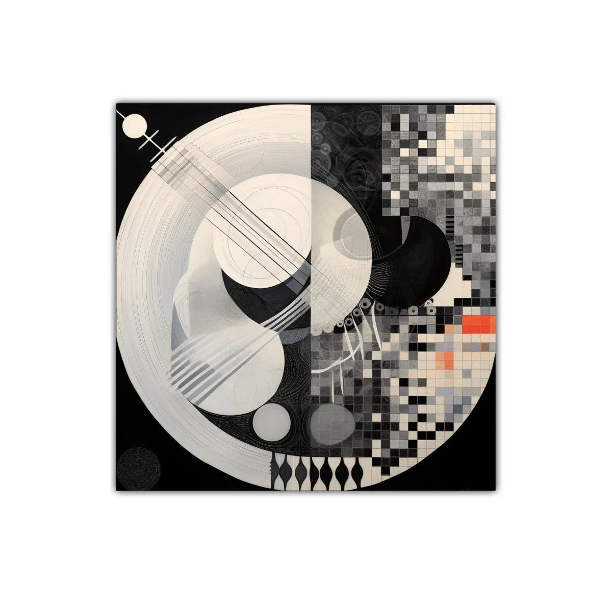 Composición abstracta en blanco y negro con toque naranja — imagen principal