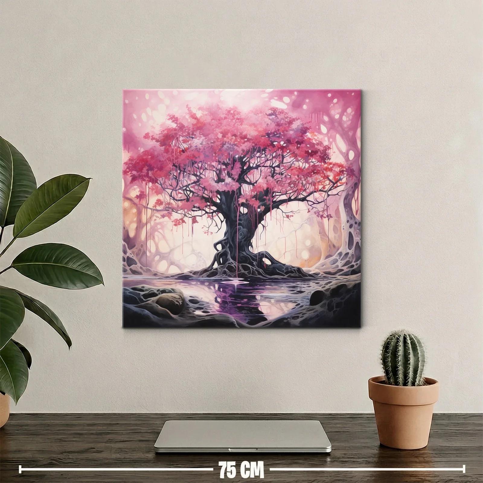 Árbol mágico con follaje rosa en paisaje onírico — miniatura 2