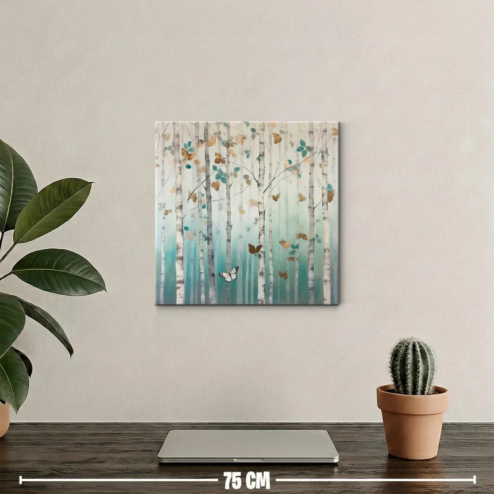 Bosque encantado con mariposas en tonos suaves y dorados — miniatura 2