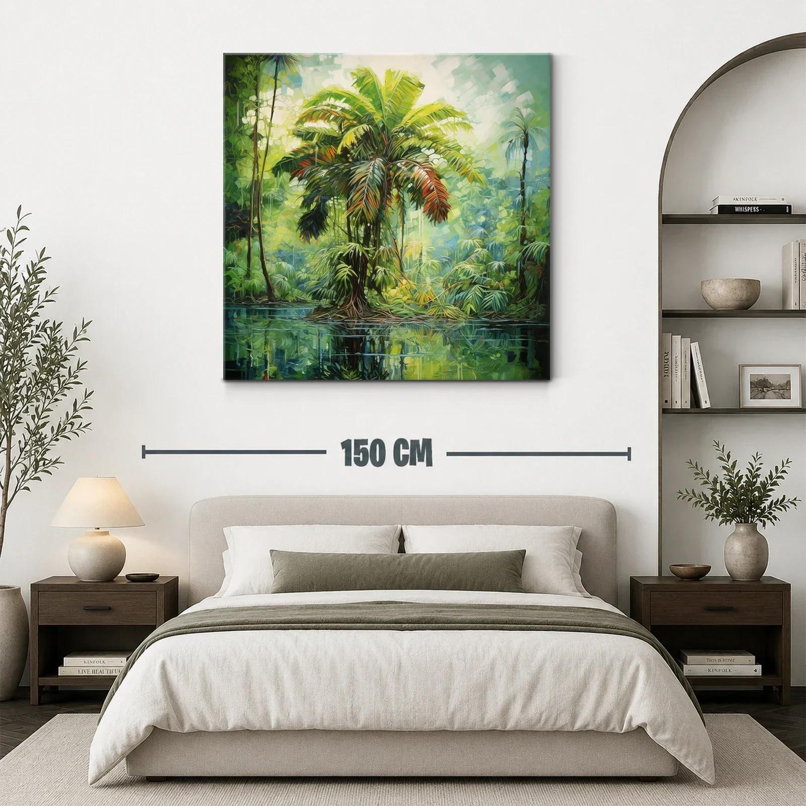 Exuberante paisaje tropical con palmera vibrante y reflejos — miniatura 3