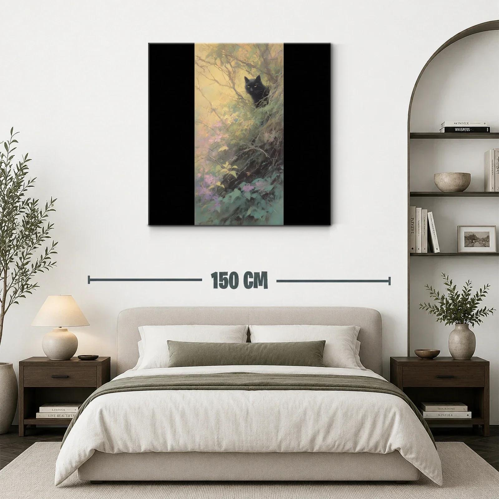 Gato negro en bosque mágico con tonos pastel — miniatura 3