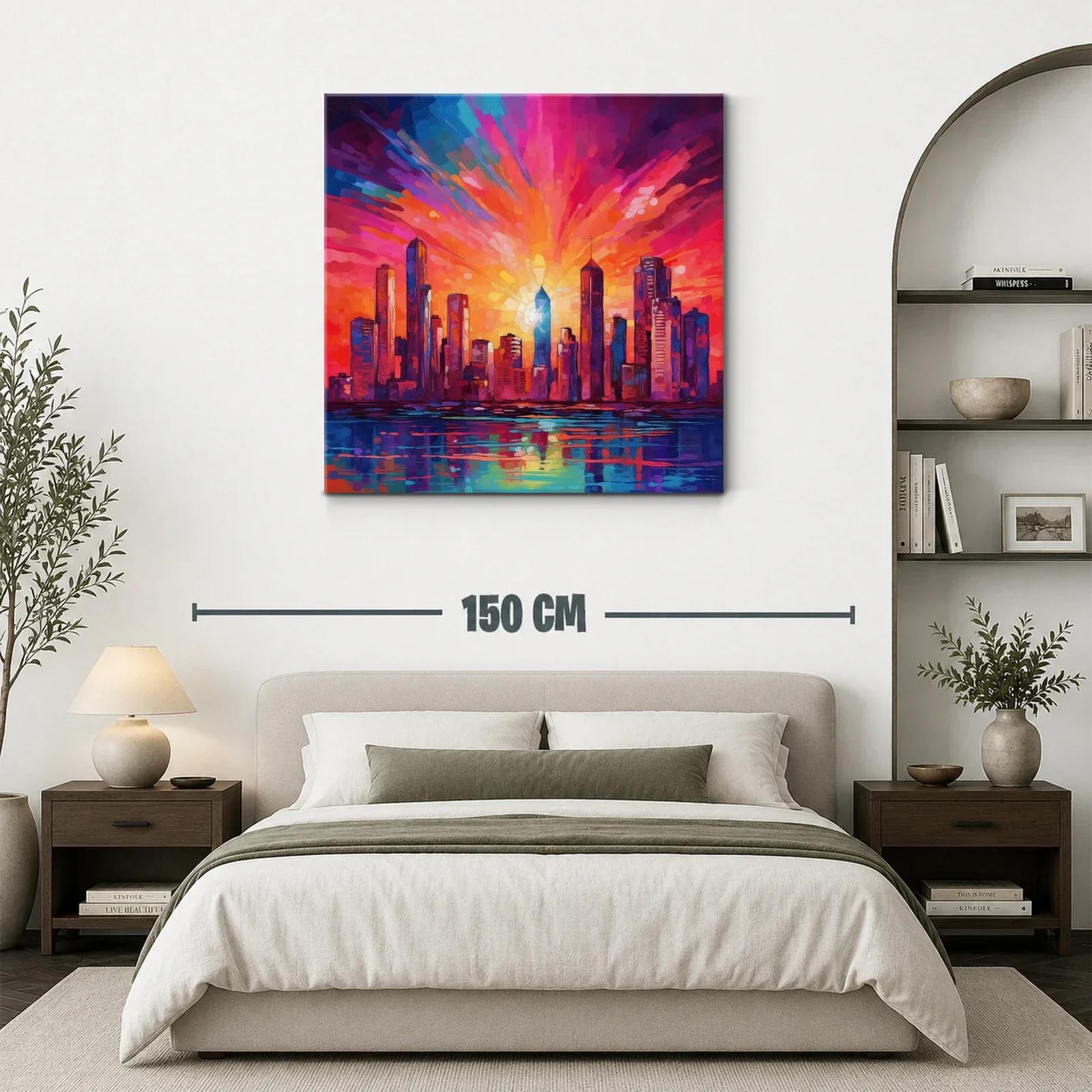 Atardecer vibrante sobre la ciudad moderna en tonos cálidos — miniatura 3