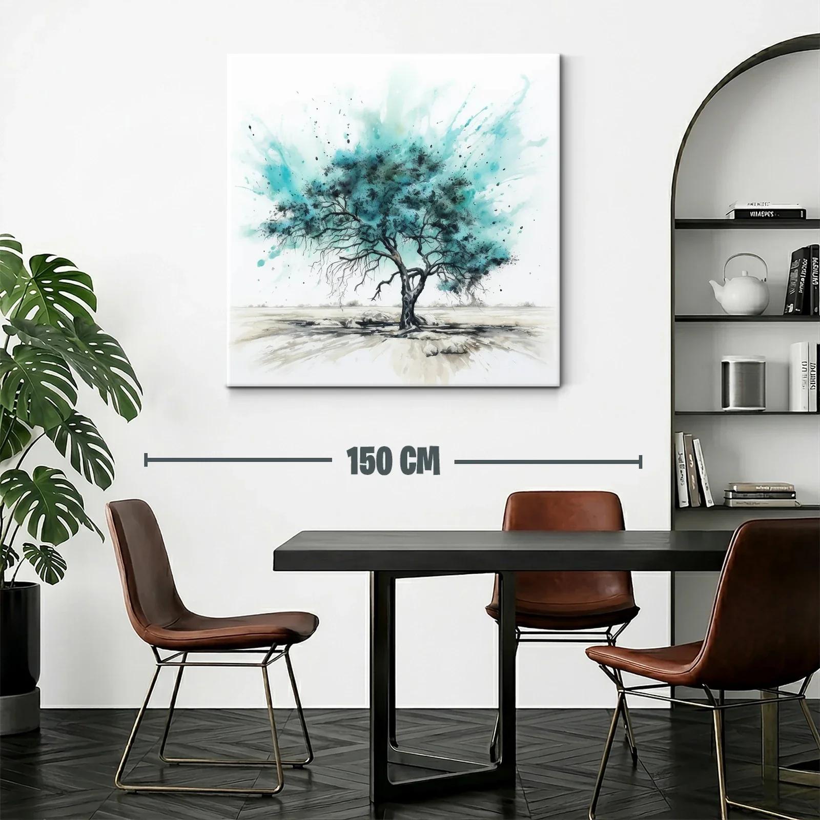 Árbol solitario con vibrantes tonos turquesa y negro — miniatura 2