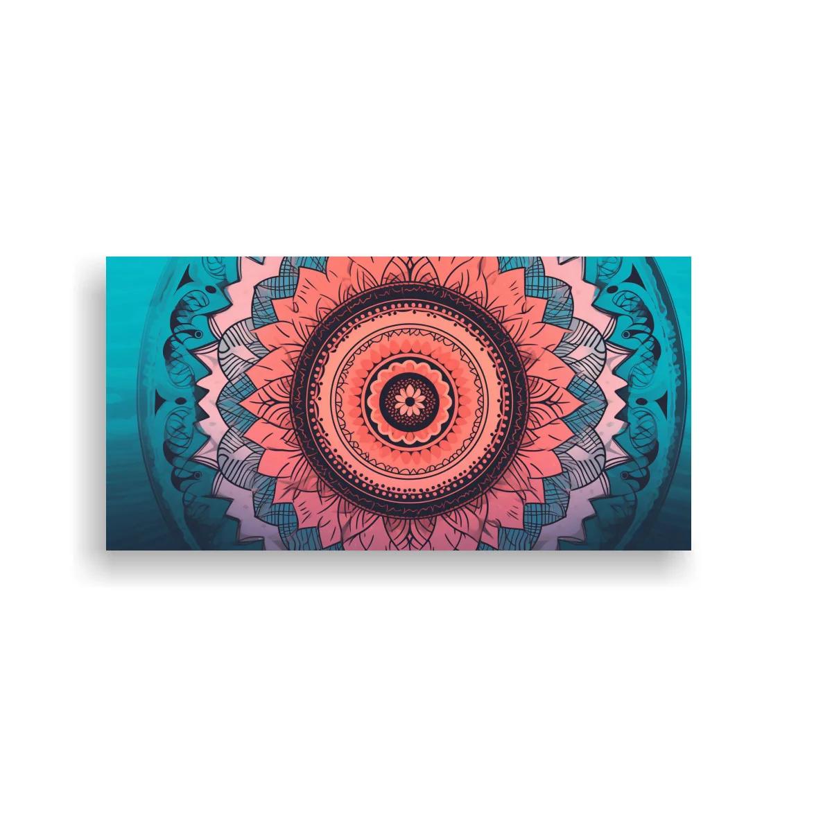 Cuadro mandala floral con líneas decorativas finas