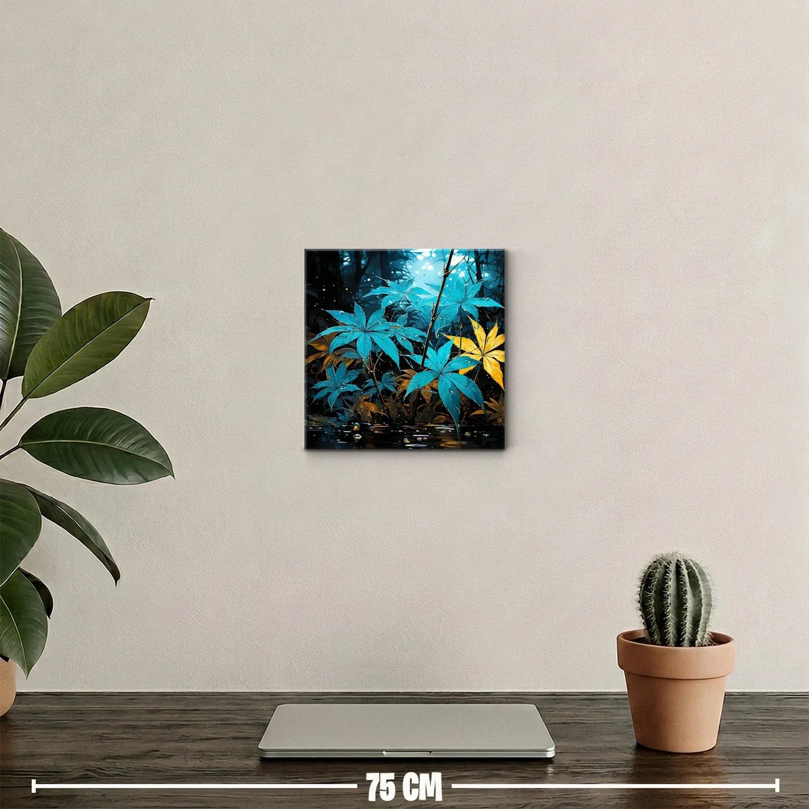 Hojas vibrantes entre luces y naturaleza azul y amarilla — miniatura 2