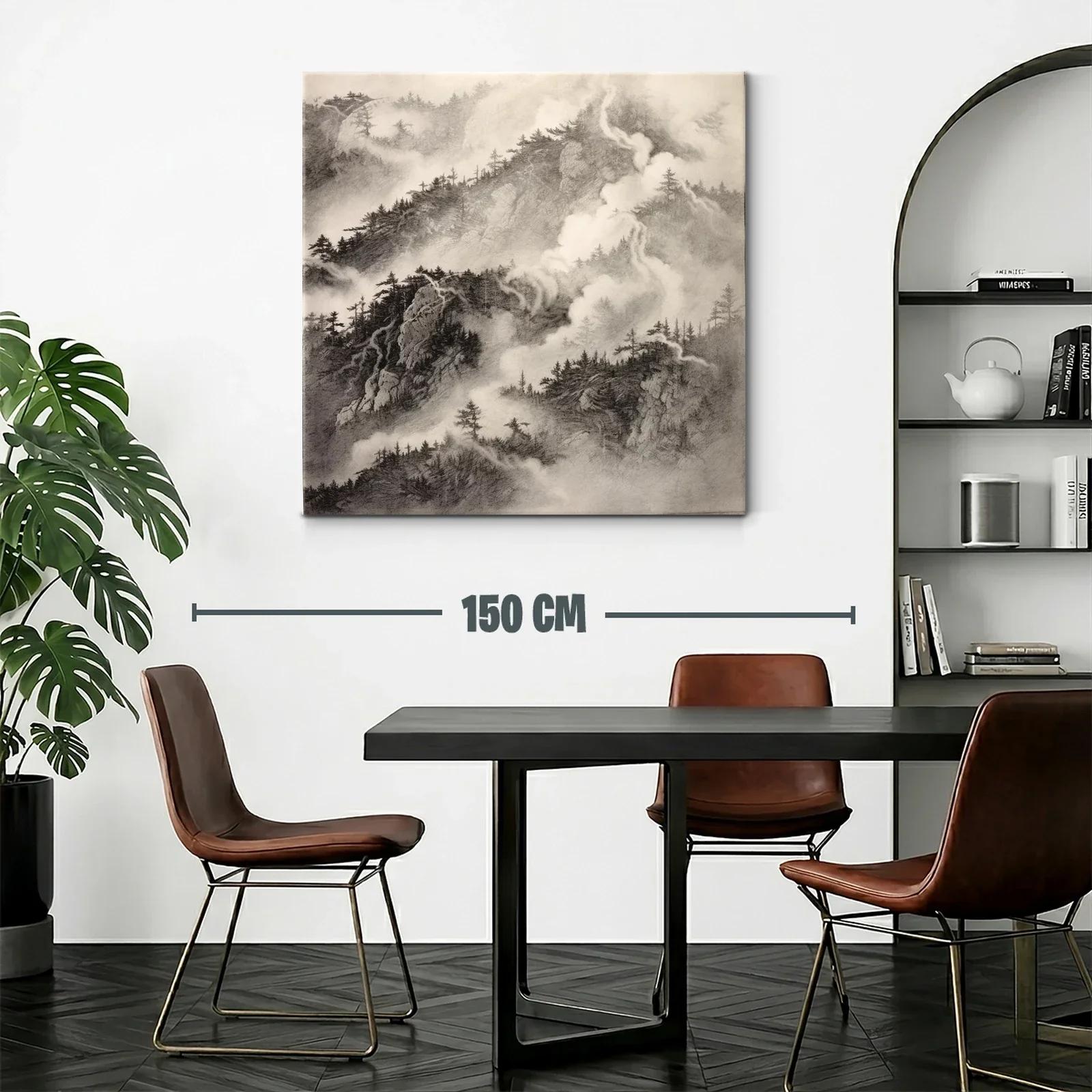Paisaje de Montañas Nebulosas en Tonos Monocromáticos — miniatura 2