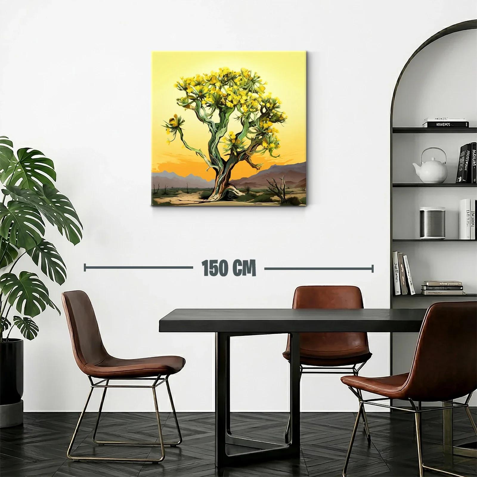 Árbol con flores amarillas en paisaje desértico al atardecer — miniatura 2