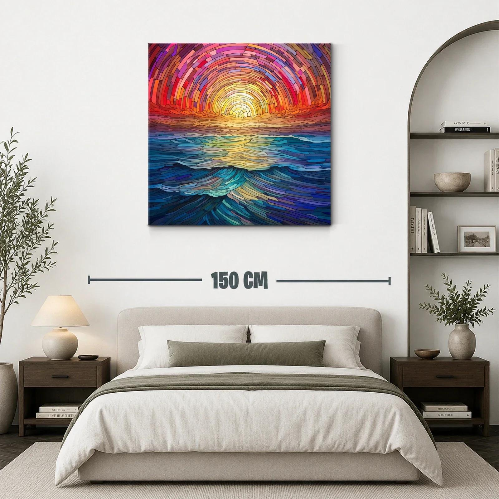 Atardecer vibrante sobre olas en tonos cálidos y azules — miniatura 3