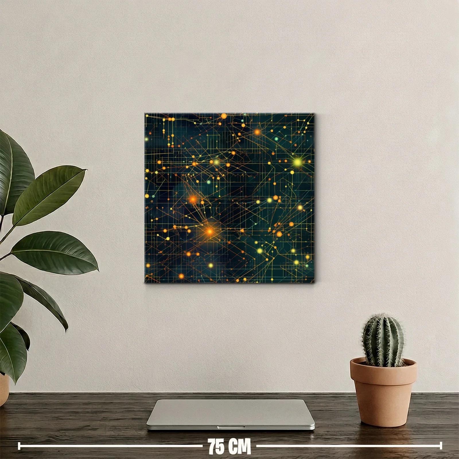 Cuadro abstracto con conexiones luminosas y trazos geométricos — miniatura 2