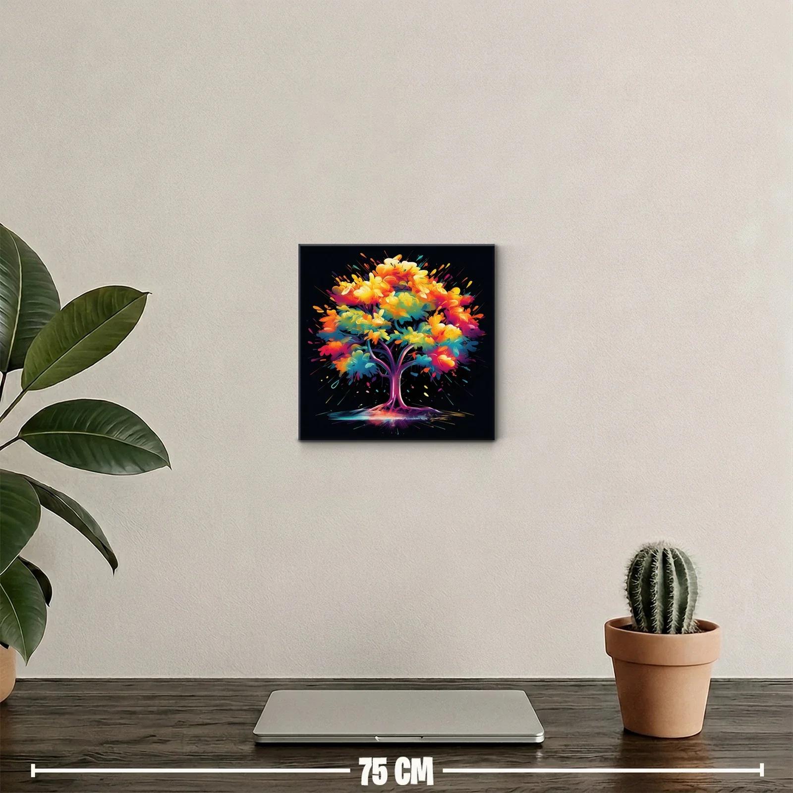 Árbol vibrante con explosión de colores intensos y luz dinámica — miniatura 2