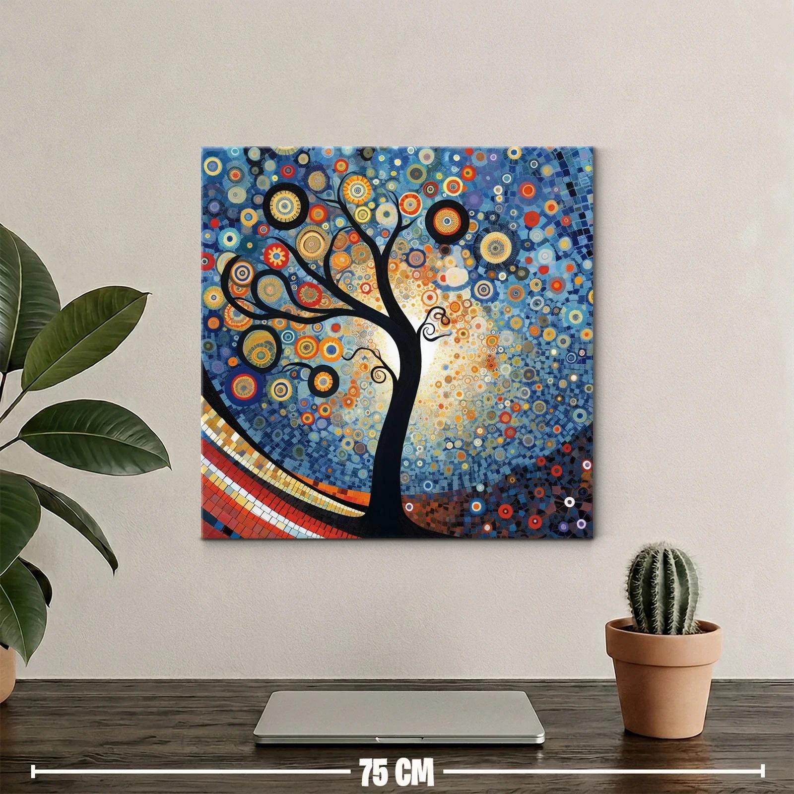 Árbol estilizado con círculos vibrantes y fondo azul — miniatura 2