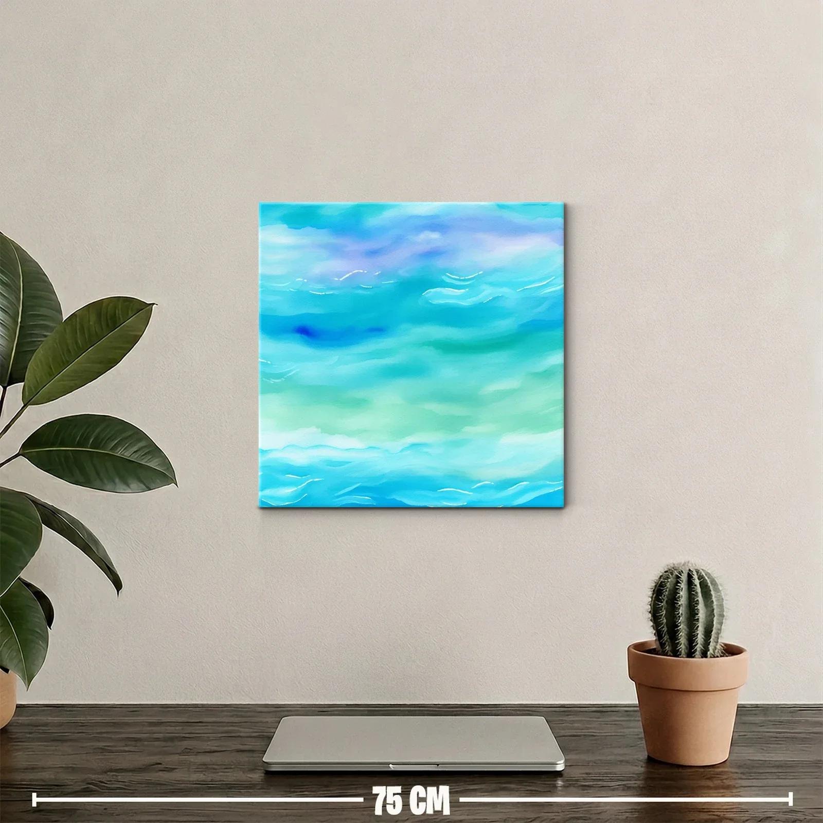 Cuadro artístico con tonos acuáticos y suaves reflejos — miniatura 2