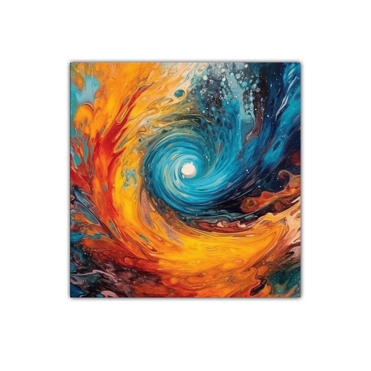 Cuadro abstracto con remolino vibrante de colores intensos