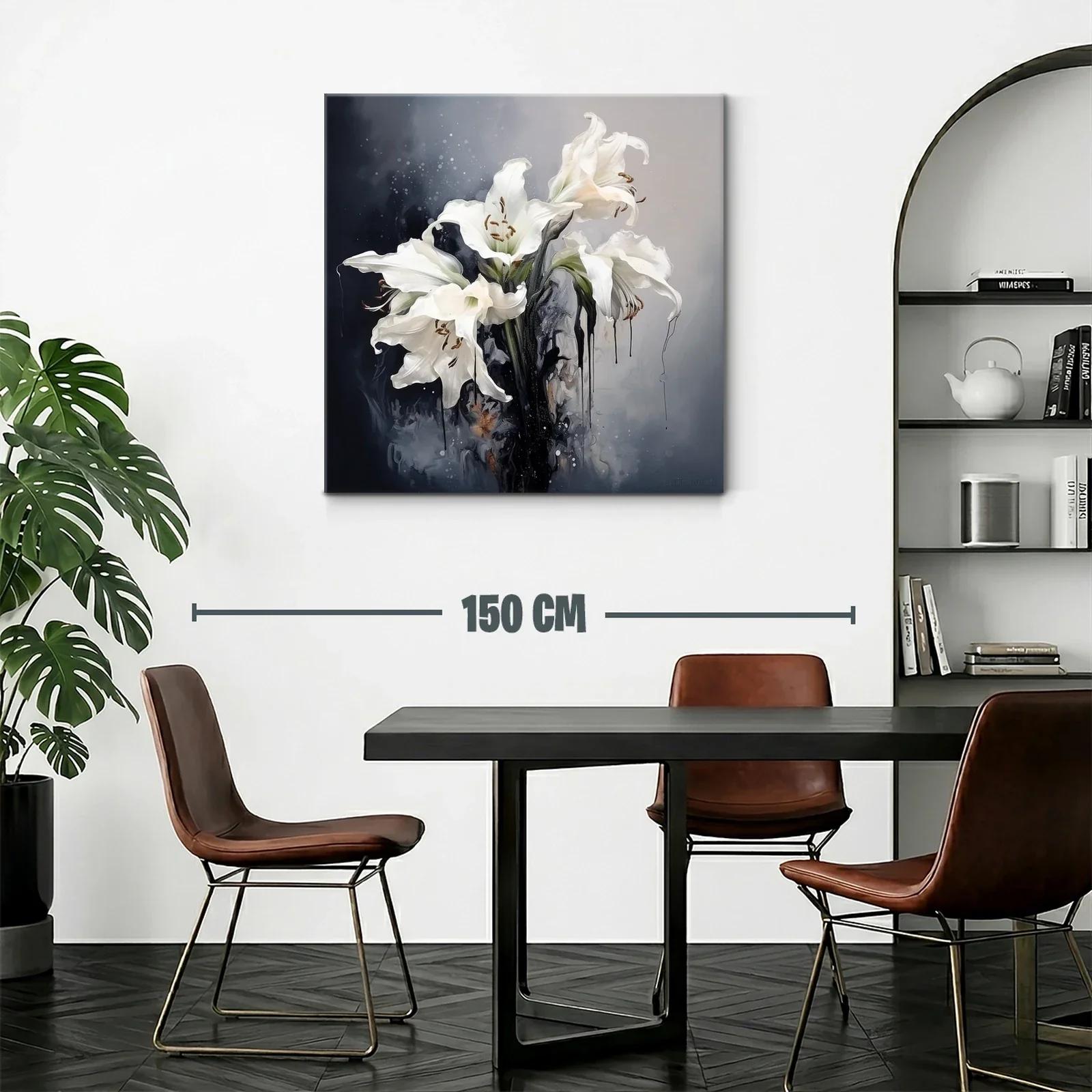 Cuadro flores blancas con fondo difuminado oscuro y claro — miniatura 2