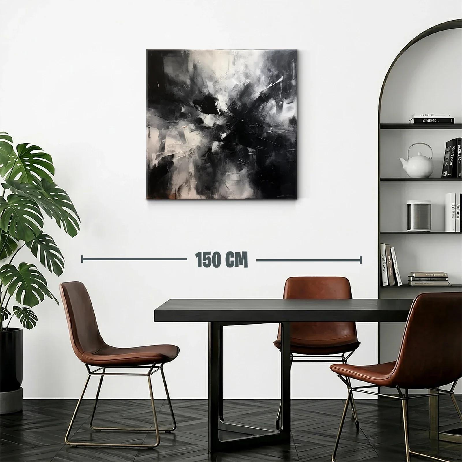Cuadro abstracto en blanco y negro con impacto visual — miniatura 2
