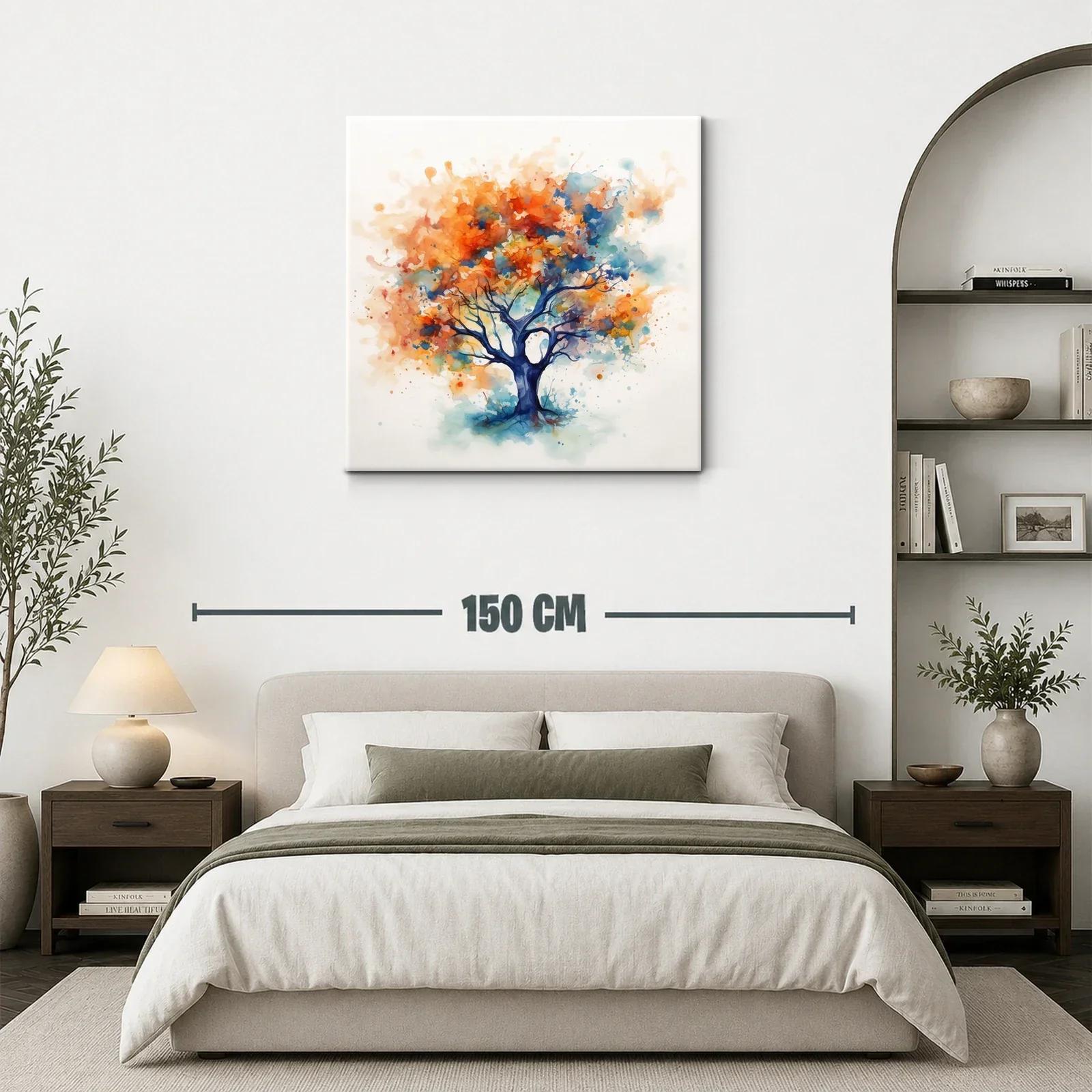 Árbol abstracto en vibrantes tonos otoñales y azules — miniatura 3