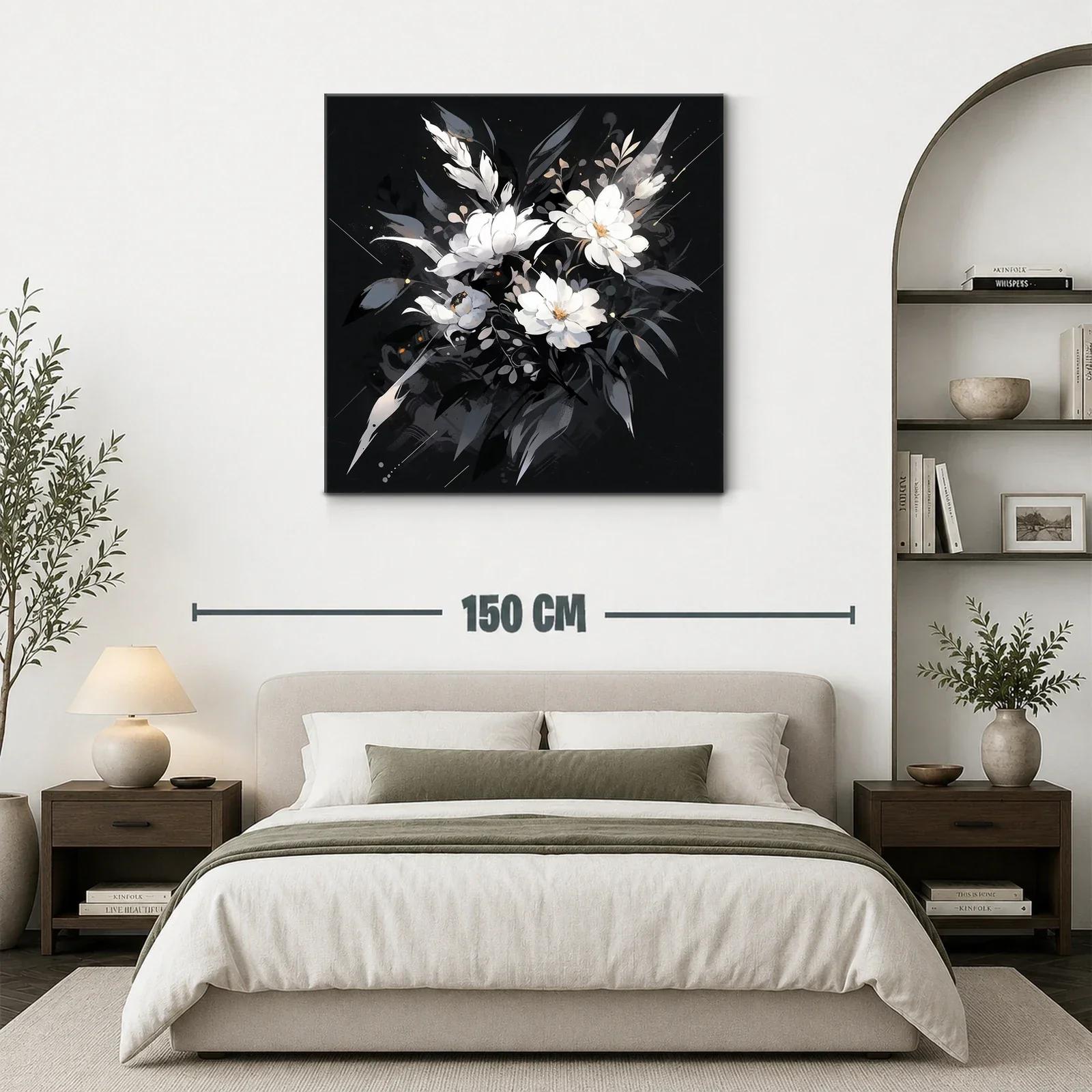 Elegancia floral en tonos blancos y grises sobre fondo oscuro — miniatura 3