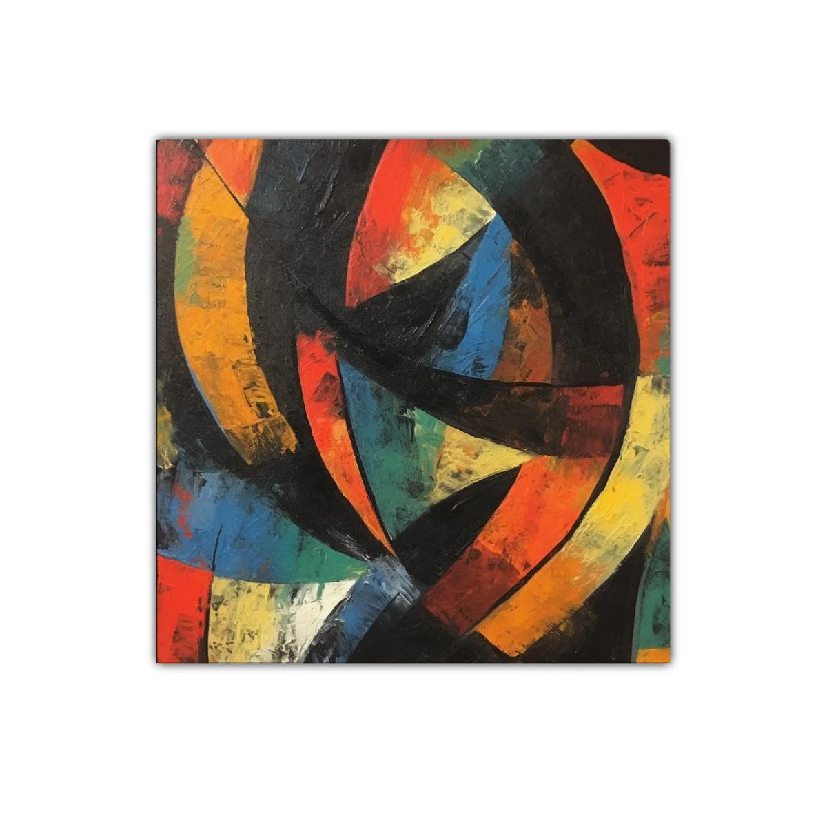 Composición Abstracta con Tonos Cálidos y Fríos Dinámicos