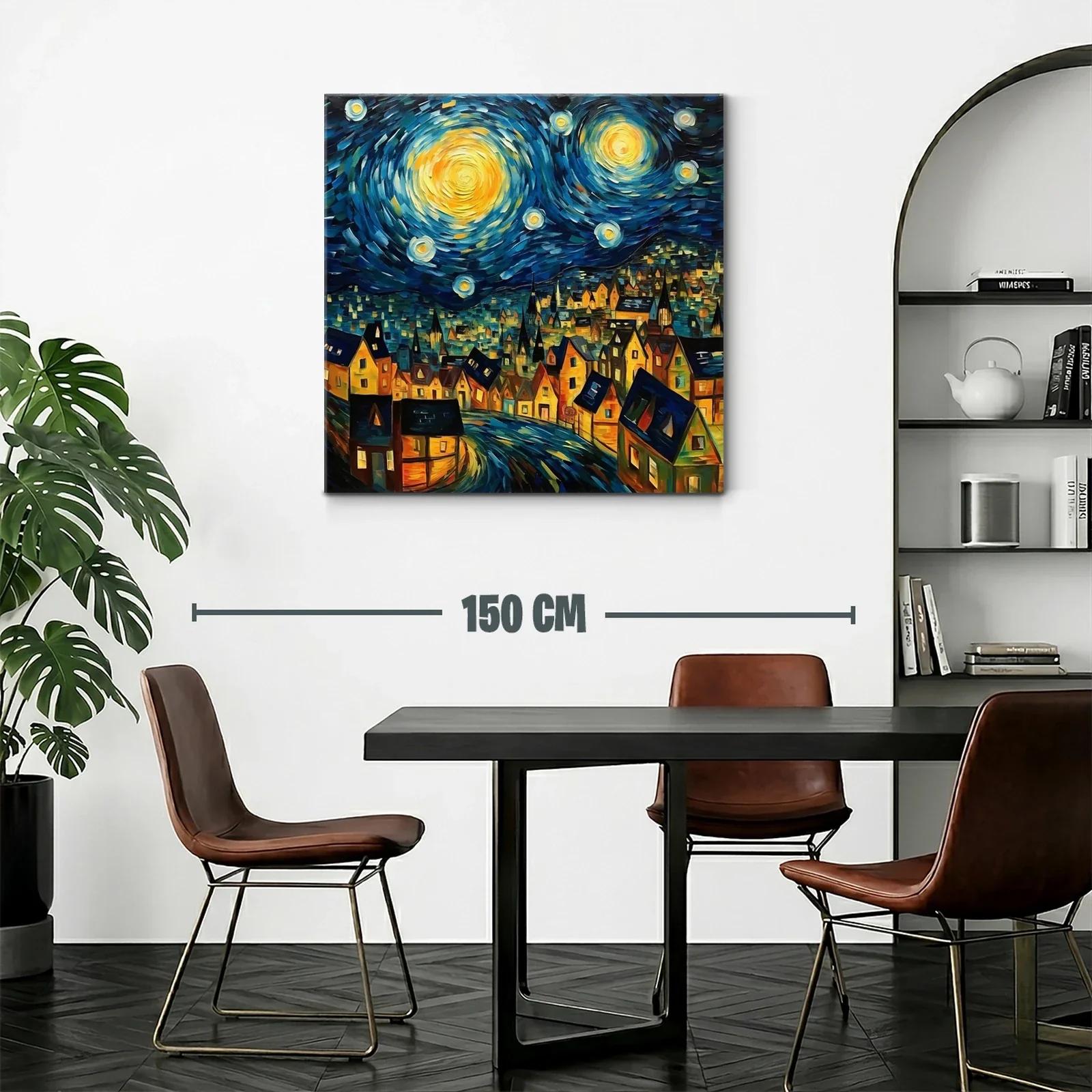 Pueblo nocturno bajo un cielo estrellado vibrante y dinámico — miniatura 2