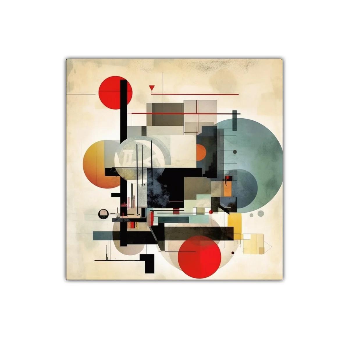 Composición abstracta con formas geométricas y contrastes vibrantes