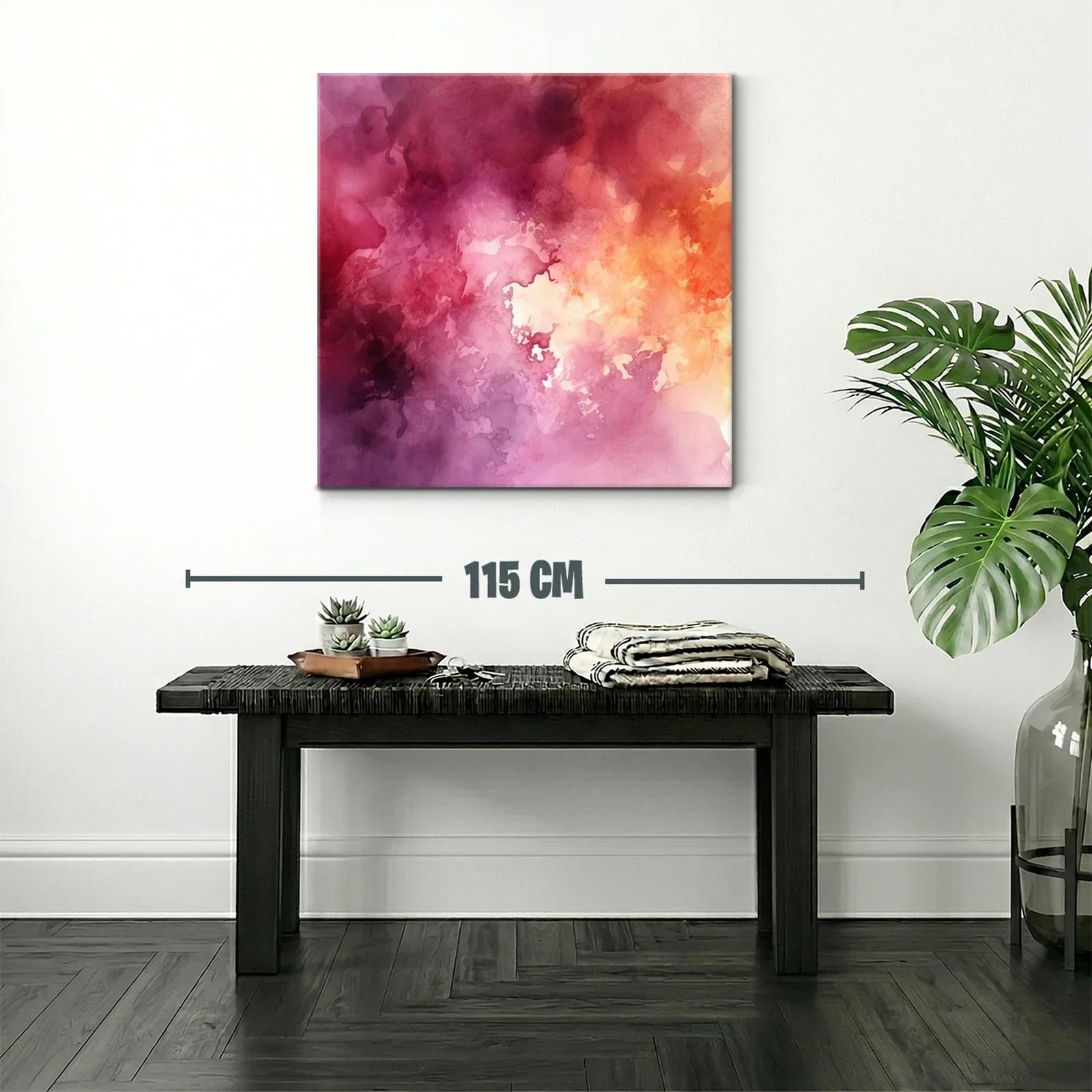 Cuadro abstracto con tonos cálidos y violetas intensos — miniatura 2