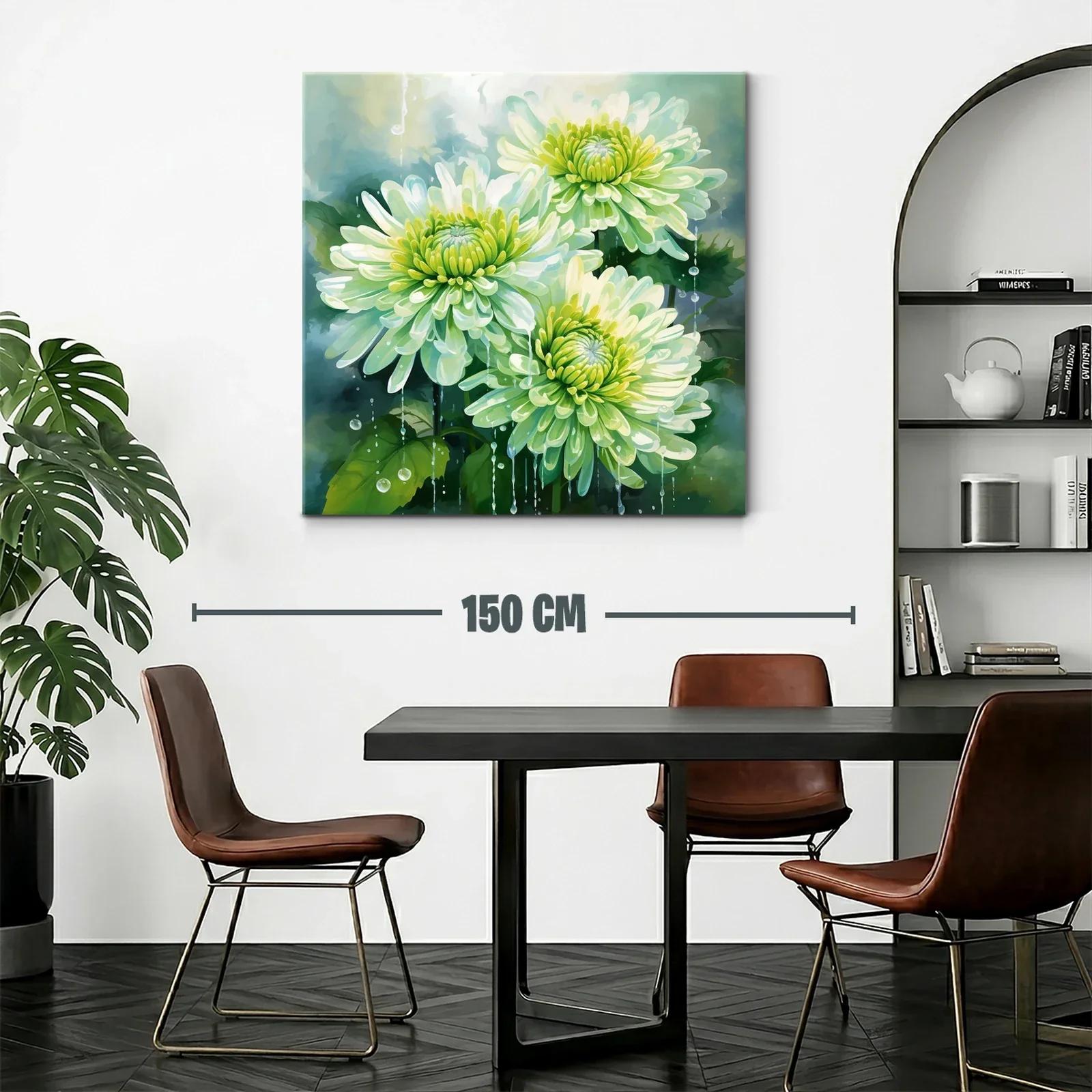 Cuadro con flores verdes y gotas de agua delicadas — miniatura 2