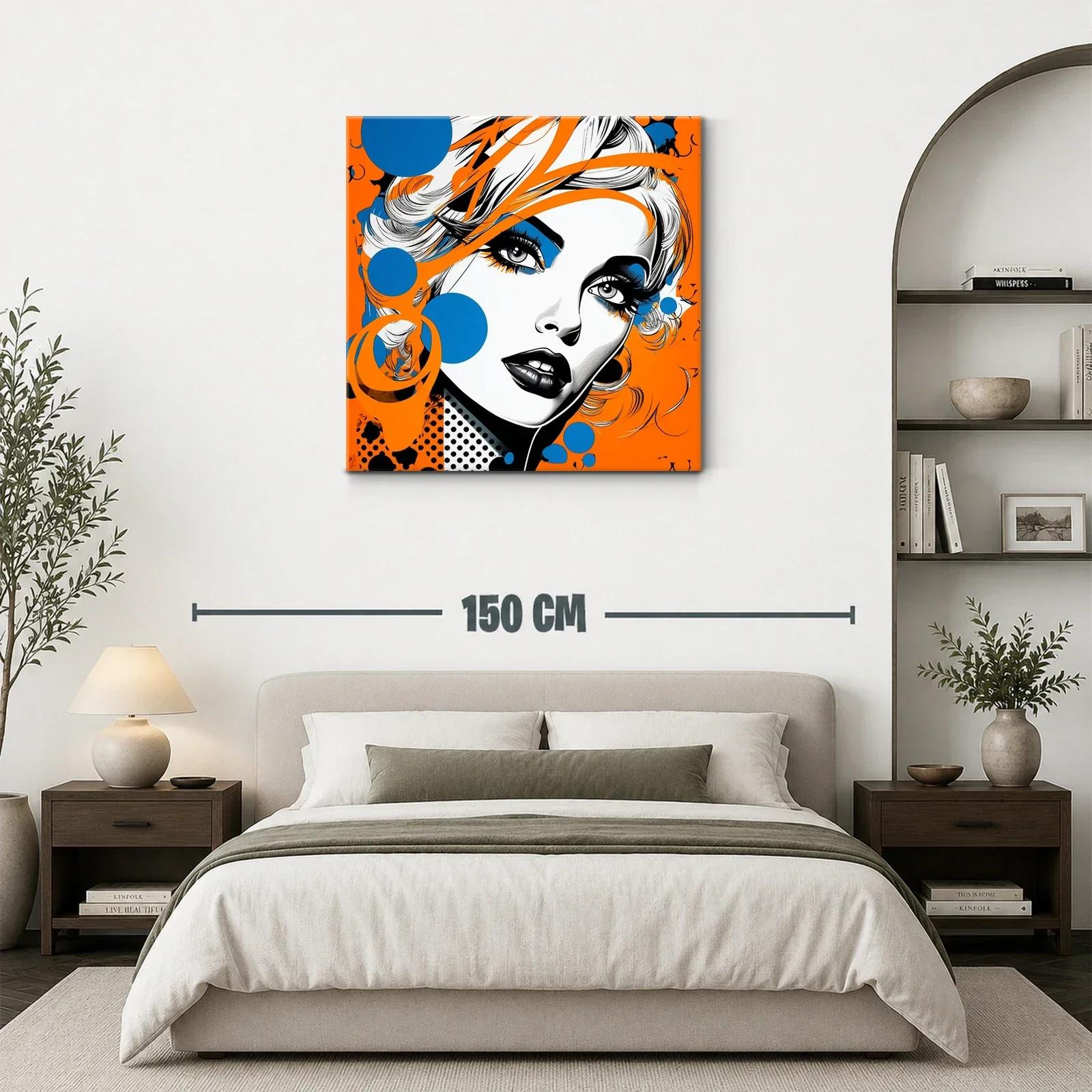 Retrato pop art femenino en vibrantes tonos naranja y azul — miniatura 3